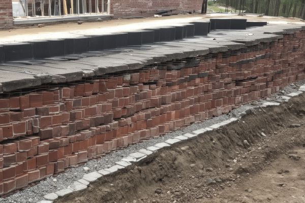 Masonry foundation repair showing proper structural support and waterproofing techniques
