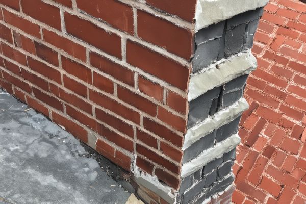 Chimney restoration showing proper mortar joint repair and structural stabilization