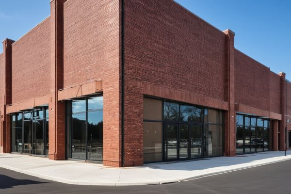 Restaurant building with attractive brick exterior and outdoor dining area
