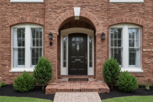 Elegant brick home with architectural details showing premium construction quality